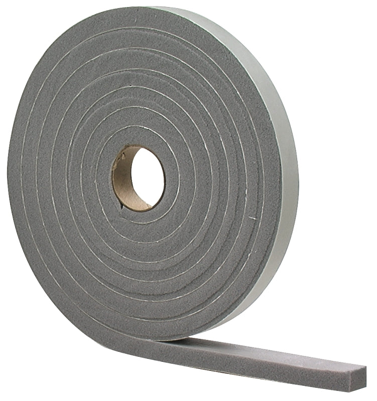 M-D 02279 Foam Tape, 1/2 in W, 17 ft L, 1/4 in Thick, PVC, Gray, 12 PK