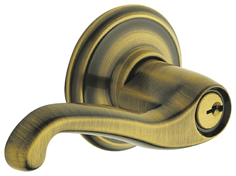 Schlage F Series F51A FLA 609 Entry Lever, Mechanical Lock, Antique Brass, Metal, Residential, 2 Grade