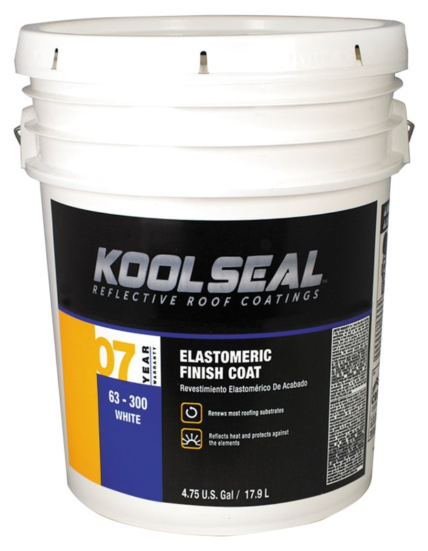 Kool Seal KS0063300-20 Elastomeric Roof Coating, White, 4.75 gal Pail
