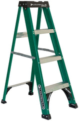 Louisville FS4000 Series FS4004 Step Ladder, 4 ft H, Type II Duty Rating, Fiberglass, 225 lb, 3-Step, 102 in Max Reach