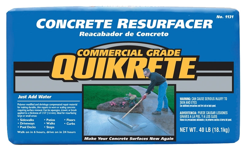 Quikrete 113143 Concrete Resurfacer, Granules, Gray/Gray-Brown, 40 lb Bag