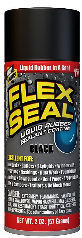 Flex Seal FSBLKMINI Rubberized Spray Coating, Black, 2 oz, Can