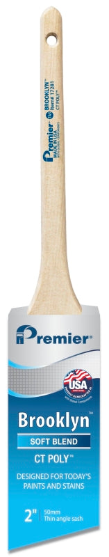 Premier Brooklyn 17281 Paint Brush, Angle Brush, 2 in L Bristle, Polyester Bristle, Sash Handle