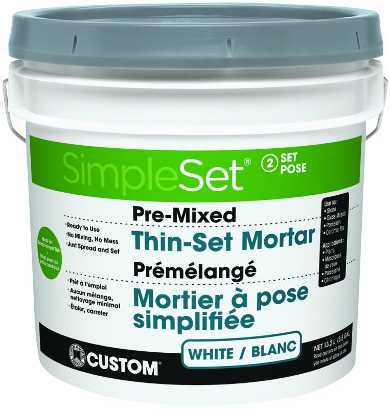 Custom SimpleSet Series CSTTSW3 Thinset Mortar, White, Paste, 3.5 gal, Pail