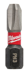 Milwaukee Shockwave Impact Duty 48-32-4113 Insert Bit, #3 Drive, Phillips Drive, 1/4 in Shank, Hex Shank, 1 in L