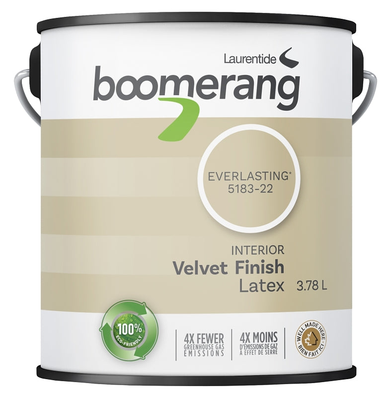 Boomerang 5183 Series 5183-22L19 Interior Paint, Velvet, Everlasting, 3.78 L, 40 sq-m Coverage Area