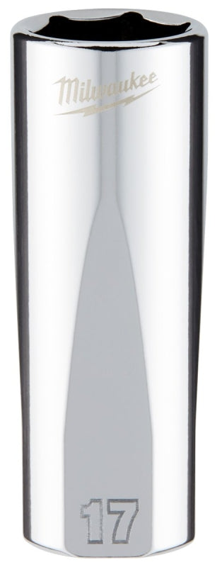 Milwaukee 45-34-0117 Socket, 17 mm Socket, Deep Socket, 3.543 in OAL, 3/8 in Drive, 6 -Point, Chrome Vanadium Steel