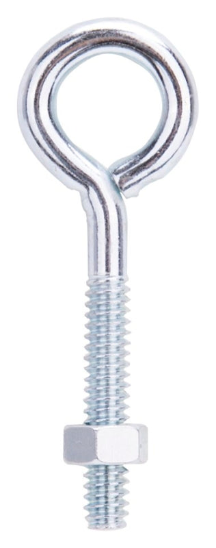 ProSource LR266 Eye Bolt, 4.8 mm Thread, Machine Thread, 1 in L Thread, 3/4 in Dia Eye, 79 lb Working Load, Steel, Zinc