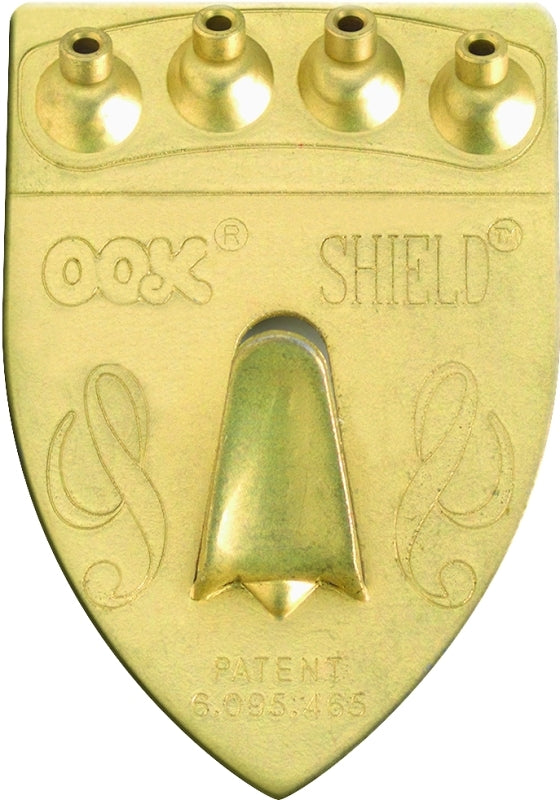 OOK 55007 Shield Hanger, 100 lb, Steel, Brass, Gold