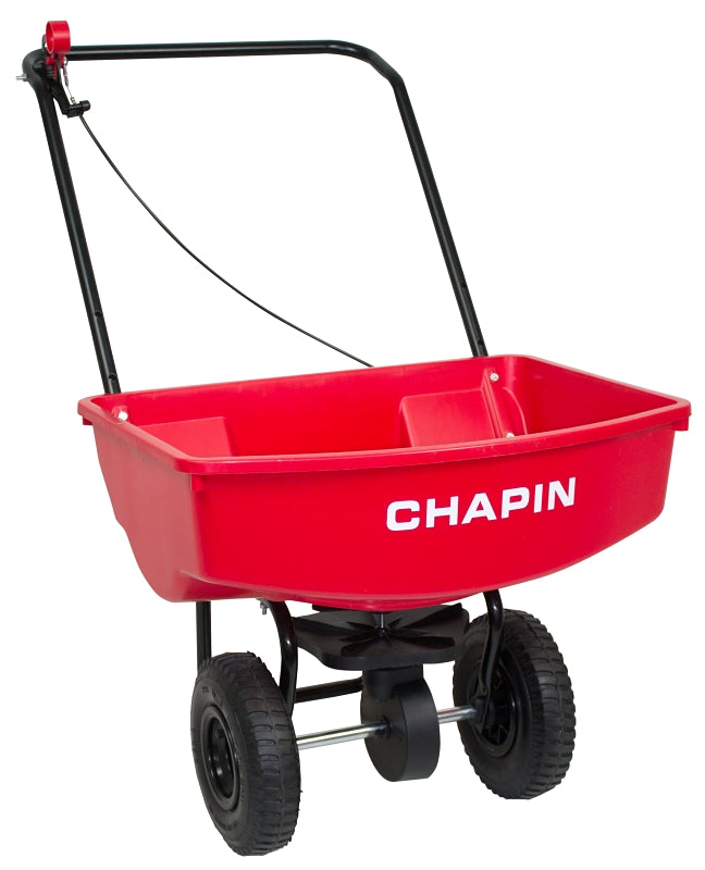 Chapin 8001A Residential Lawn Turf Spreader with Rubber Tire, 70 lb, Powder-Coated Steel Frame, Poly Hopper