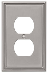 Amerelle Metro Line Series 77DBN Outlet Wallplate, 5 in L, 3 in W, 1-Gang, Metal, Brushed Nickel-Plated, Wall Mounting