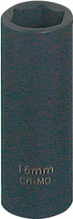 Vulcan MT6580146 Deep Impact Socket, 16 mm Socket, 3/8 in Drive, Deep Drive, 6-Point, Chrome Molybdenum Steel