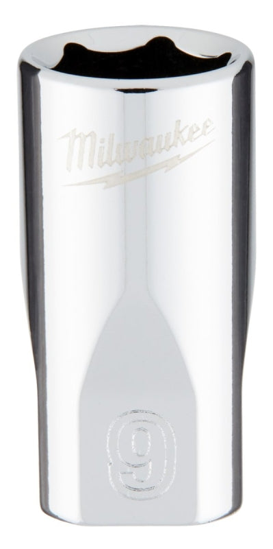 Milwaukee 45-34-9035 Socket, 9 mm Socket, Standard Socket, 4.921 in OAL, 1/4 in Drive, 6 -Point, Chrome Vanadium Steel