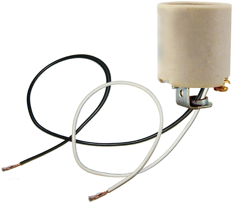 Atron LA991 Lamp Socket with Leads, 250 V, 660 W, Porcelain Housing Material, White