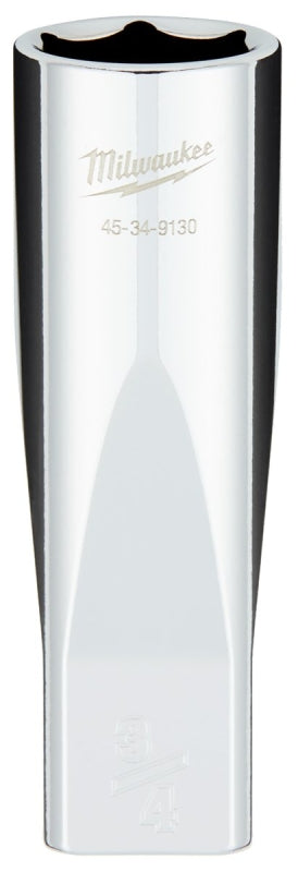 Milwaukee 45-34-9130 Socket, 3/4 in Socket, Deep Socket, 1.1 in OAL, 1/2 in Drive, 6 -Point, Chrome Vanadium Steel