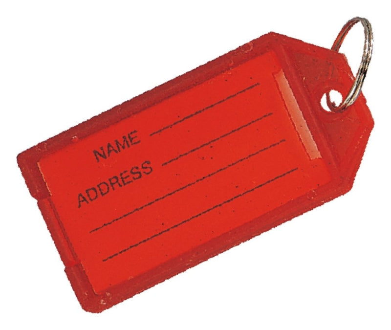 Vulcan YC0042 Name Tag Key Ring, Rectangle, Plastic, Blue/Green/Red/Yellow