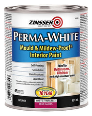 Zinsser PERMA-WHITE Z02755 Kitchen and Bath Paint, Semi-Gloss, White, 931 mL, Can, Water
