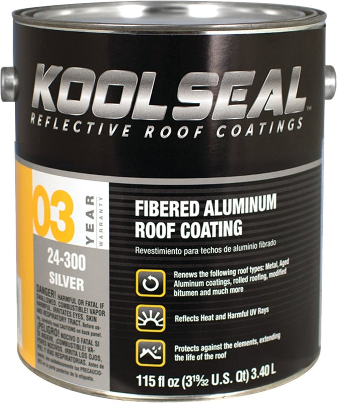 Kool Seal KS0024300-16 Roof Coating, Silver, 1 gal Pail