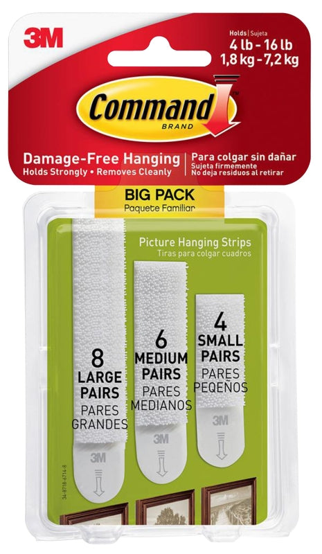 3M 17211-BPES Assorted Picture Hanging Strips, White