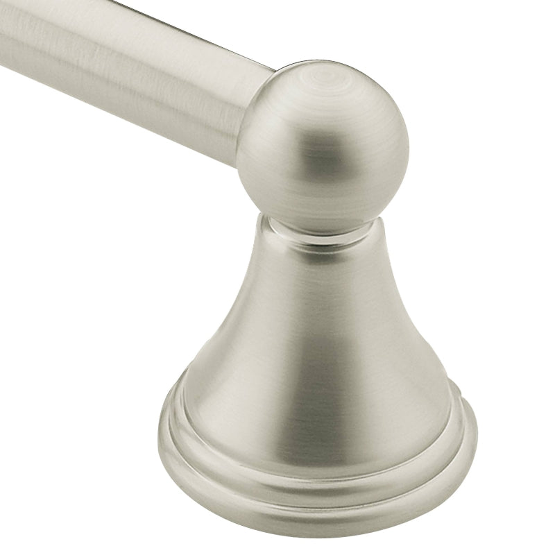 Moen DN8418BN Towel Bar, 3-1/8 in Projection, 20.13 in OAL, 3.13 in OAW, 18 in L Rod, Aluminum, Brushed Nickel, Surface