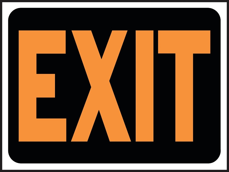 Hy-Ko Hy-Glo Series 3003 Identification Sign, Exit, Fluorescent Orange Legend, Plastic, 12 in W x 8-1/2 in H Dimensions