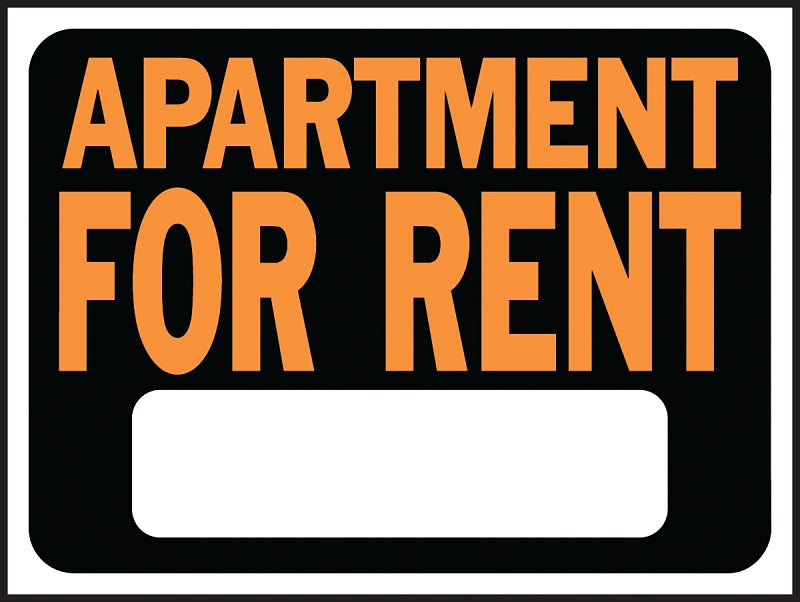 Hy-Ko Hy-Glo Series 3001 Identification Sign, 8-1/2 x 12 in Dimensions, Rectangular, APARTMENT FOR RENT, Plastic