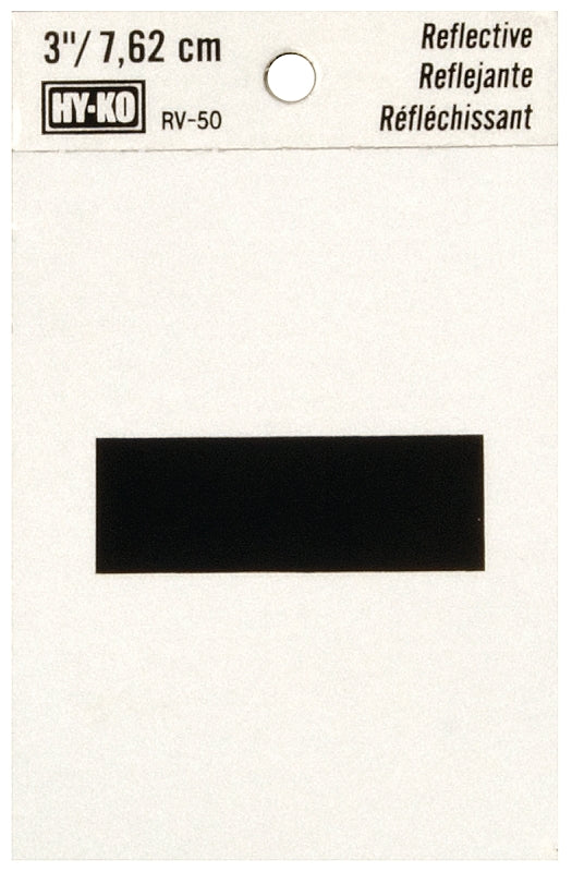 Hy-Ko RV-50/- Reflective Sign, Character:-, 3 in H Character, Black Character, Silver Background, Vinyl