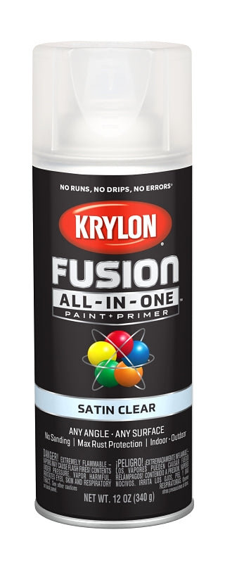Krylon K02735007 Spray Paint, Satin, Clear, 12 oz, Can