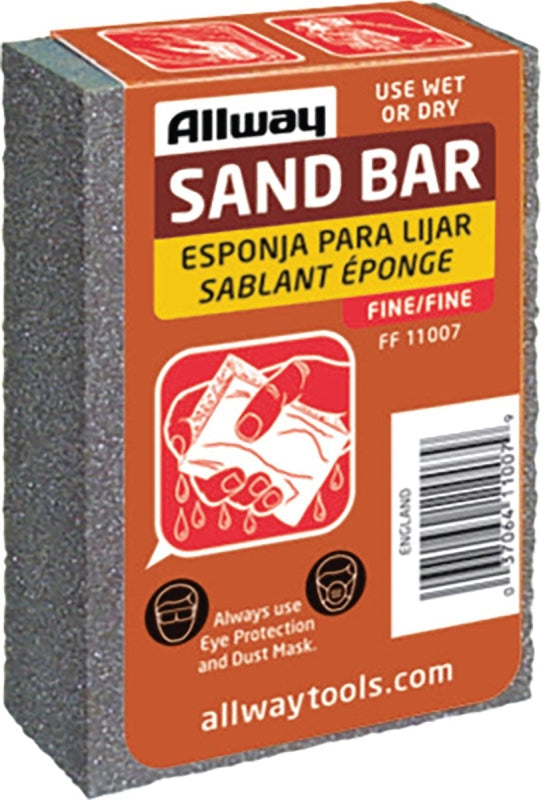 ALLWAY FF Sand Bar, 4 in L, 3-1/2 in W, Fine, Aluminum Oxide Abrasive