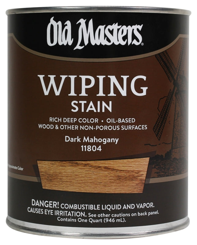 Old Masters 11804 Wiping Stain, Dark Mahogany, Liquid, 1 qt, Can
