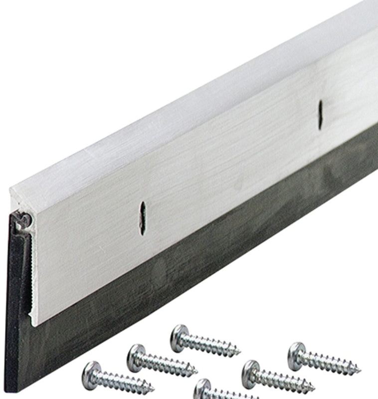 M-D 69604 Door Sweep, 48 in L, 1-1/4 in W, Aluminum Flange