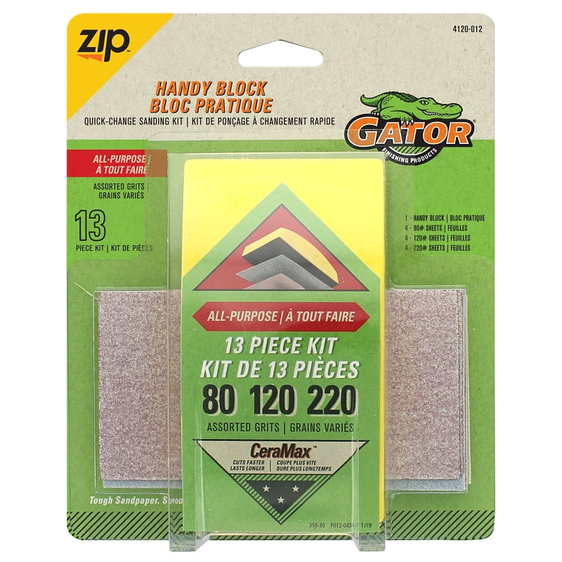 Gator 4120012 Sanding Block, 5 in L, 2-5/8 in W, Aluminum Oxide Abrasive