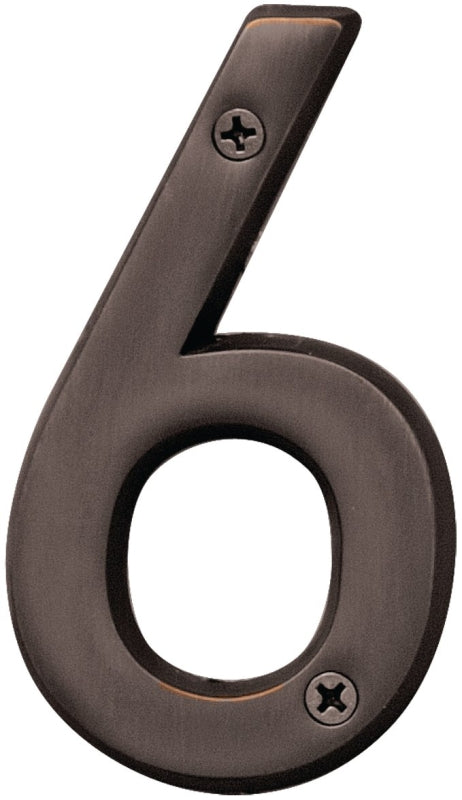 Hy-Ko Prestige Series BR-42OWB/6 House Number, Character: 6, 4 in H Character, Bronze Character, Brass