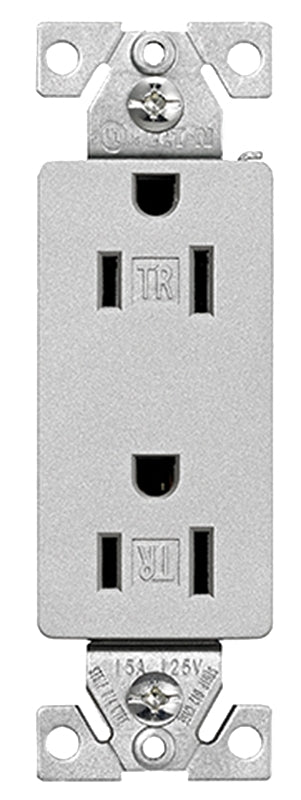 Eaton Wiring Devices TR1107SG-SP-L Duplex Receptacle, PVC, Silver Granite, 2-Pole, 15 A, 125 V, Push-in, Side Wiring