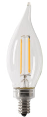 Feit Electric BPCFC40950CAFIL/2/RP LED Bulb, Decorative, 120 V, 3.3 W, Flame Tip Lamp, 40 W Equivalent, Dimmable, 2/PK
