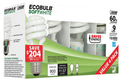 Feit Electric ESL13T/4 Compact Fluorescent Bulb, 13 W, Twist Lamp, E26 Medium Lamp Base, 825 Lumens, 2700 K Color Temp