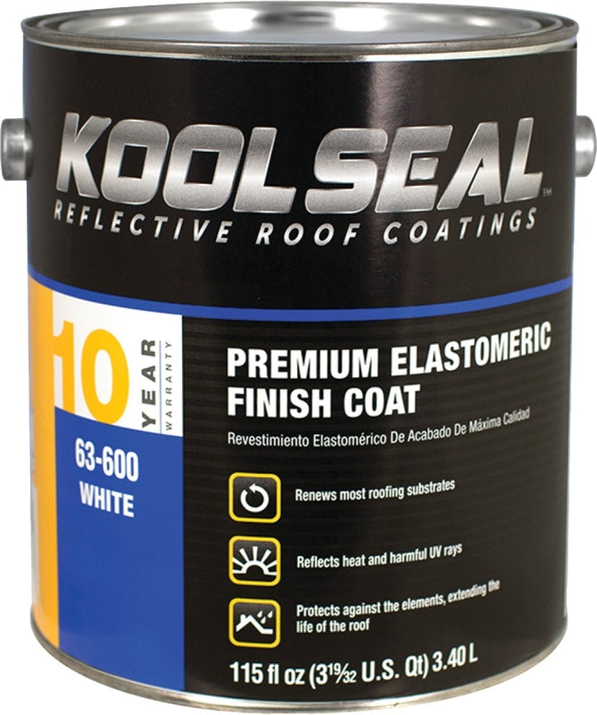 Kool Seal KS0063600-16 Elastomeric Roof Coating, White, 1 gal, Pail, Liquid