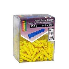 Cobra Anchors 185Y Screw Anchor, 7/8 in L, Plastic, 75 lb, 20/PK