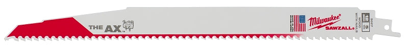 Milwaukee Sawzall The Ax 48-00-8027 Reciprocating Saw Blade, 1 in W, 12 in L, 5 TPI, HSS-Co 8 Cutting Edge