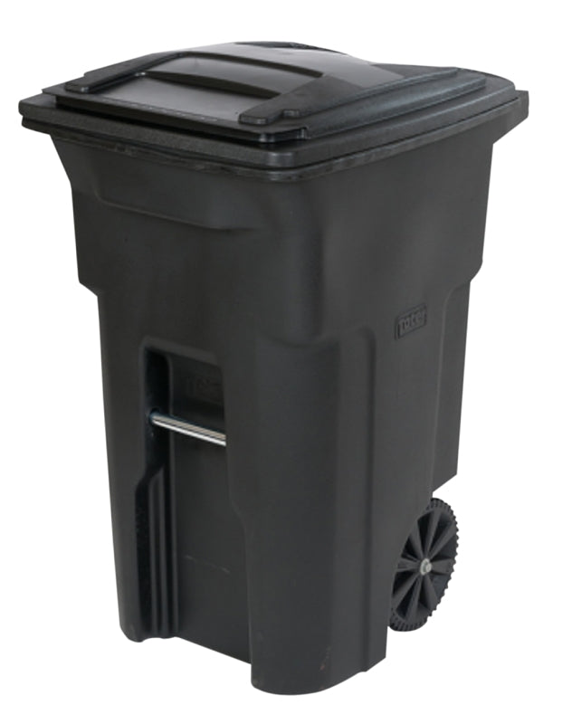 Toter 79264-R2200 Trash Can, 64 gal, Polyethylene, Black, Lid