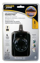 PowerZone TNOCD002 Countdown Timer with Photo Sensor, 15 A, 125 V, 1875 W, 2-Outlet, Black