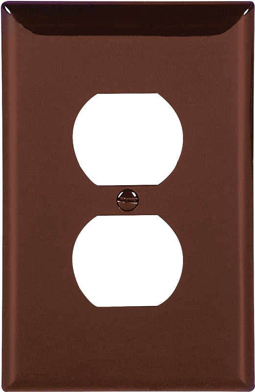 Eaton Wiring Devices 5132B-BOX Receptacle Wallplate, 4-1/2 in L, 2-3/4 in W, 1 -Gang, Nylon, Brown, High-Gloss