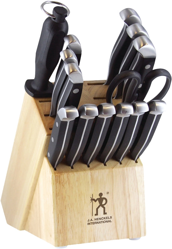 Henckels International Statement Series 13550-005 Knife Block Set, 15-Piece, Stainless Steel, Black, Satin