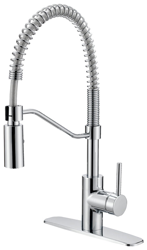 Boston Harbor FP4A0096CP Spring Pull-Down Kitchen Faucet, 1.8 gpm, 1-Handle, 1, 3-Faucet Hole, Brass/Plastic/Zinc