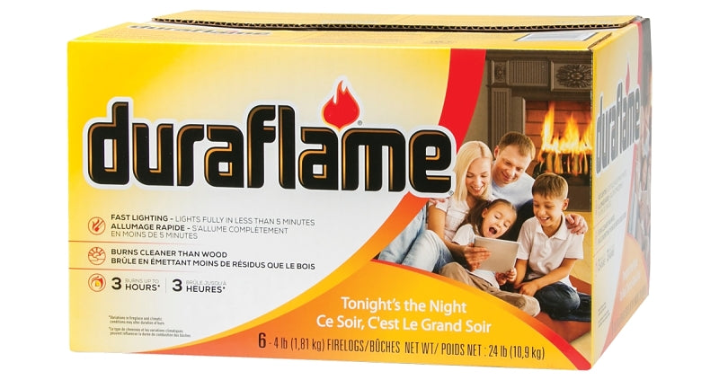 Duraflame 50604 Firelog, 3 hr Burn Time, 4 lb, Pack