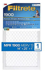 Filtrete UA04-4 Air Filter, 25 in L, 14 in W, 13 MERV, 1900 MPR, Polypropylene Frame