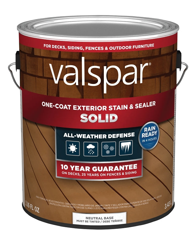 Valspar VL1028091-16 Stain and Sealer, Solid, Neutral Base, Liquid, 1 gal
