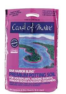 Coast of Maine 1SB8C Bar Harbor Blend Premium Potting Soil, Dark Brown, 8 qt Bag