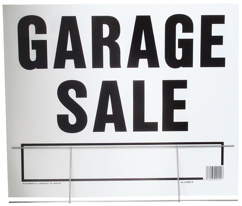 Hy-Ko LGS-2 Lawn Sign, Garage Sale, Black Legend, Plastic, 24 in W x 19 in H Dimensions