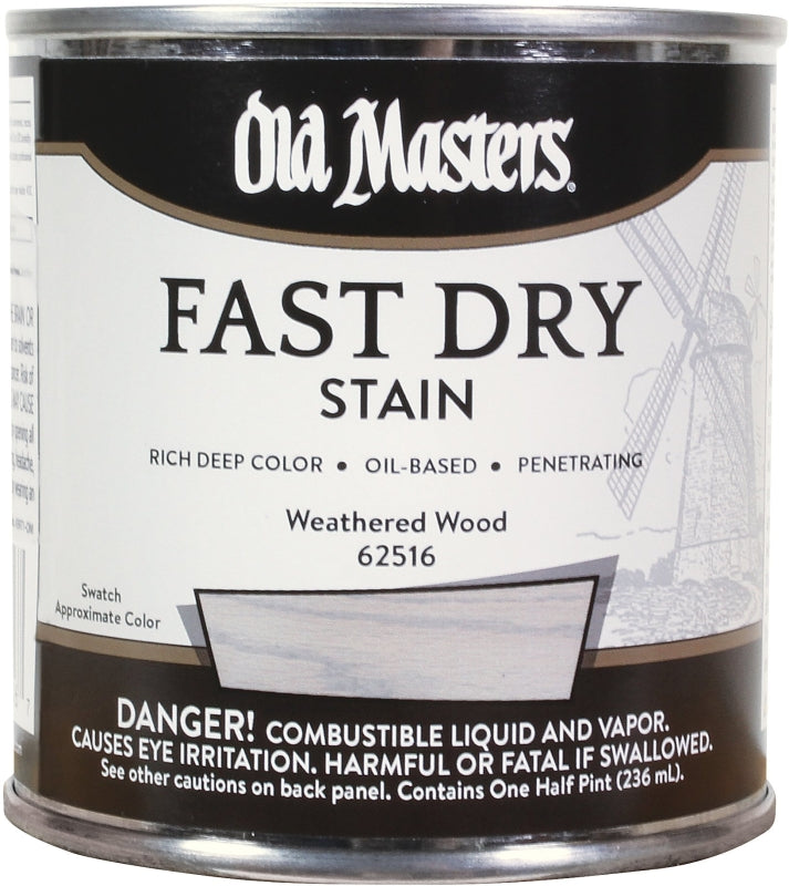 Old Masters 62516 Fast Dry Stain, Weathered Wood, Liquid, 1/2 pt